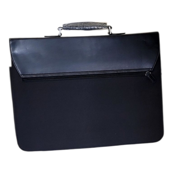 Classic Black Leather  And Material,  Work Tote Nwot - Picture 4 of 8